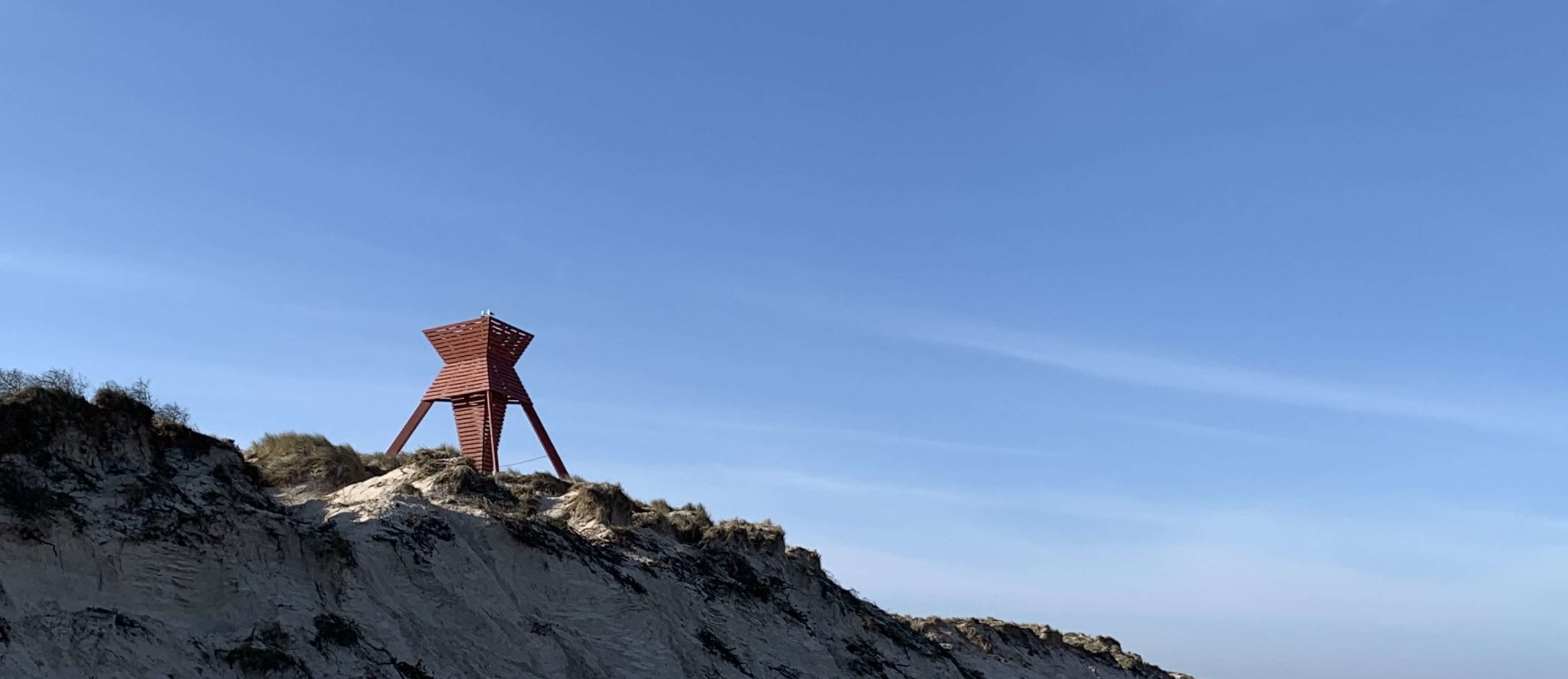 Dansk strand med klitskulptur